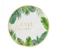 6 assiettes carton anniversaire tropical party 23cm - sud trading cd5523b Vert G