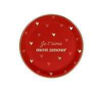 6 ASSIETTES CARTON JE T'AIME CUR 23CM ROUGE- VAISSELLE DE FÊTE