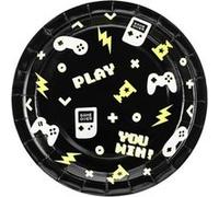 6 assiettes carton manette jeu vidéo 23cm noir - générique tpp88 Noir G
