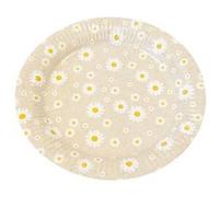 Tendances Fêtes - 6 Assiettes Carton Marguerite 23CM Nature
