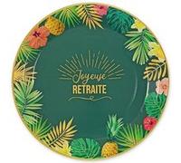 6 assiettes carton retraite tropical 23cm vert - générique cd6733 Vert G