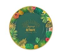 6 assiettes carton retraite tropical 23cm vert - générique cd6733 Vert G