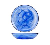 6 Assiettes Creuses H&H en Verre Albâtre Cobalt avec Diamètre de Cm 21