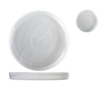 6 Assiettes Creuses H&H en Verre Modèle alabastro Blanches Cm28x Hauteur 3