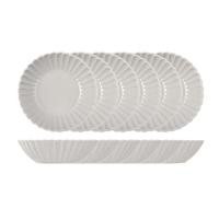6 Assiettes Creuses Lotus En Grès Gris 18 Cm. Assiettes En Forme D'Aile