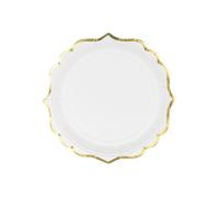 6 assiettes en carton blanc avec bord doré