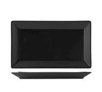6 Assiettes En Grès Osaka Noir Rectangulaire 25x15 H&H