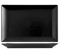6 Assiettes En Pierre Osaka Noire Rectangulaire 34x22 Cm H&H