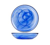 6 Assiettes H&H En Verre Alabastre Cobalt Fond Avec Un Diamètre De 21 Cm