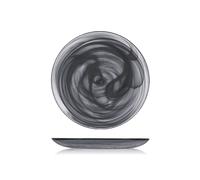 6 Assiettes H&H En Verre Alabastre Noires Pour Fruits Avec Un Diamètre De 21 Cm