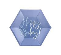 6 Assiettes Happy Birthday - Bleu