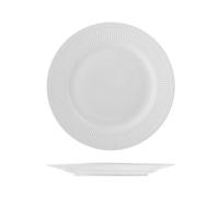6 Assiettes Plates Dorique En Porcelaine 27 Cm.