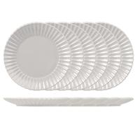 6 Assiettes Plates Lotus En Grès Gris De 27 Cm