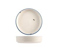 6 Assiettes Rondes Rye En Porcelaine Blanche Avec Bord Bleu 18 Cm.