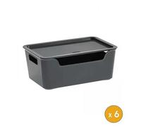 6 Bacs de rangement avec couvercle élégant 4 Litres - Gris