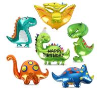 6 Ballons Aluminium Dinosaure, Ballon Géant en Forme de Dinosaure, Ballon Tricératops XXL pour Enfants, Ballons à HéLium pour Enfants, Garçons, Fête Jurassique, Anniversaire