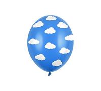 6 Ballons bleus nuages blancs