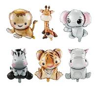 6 Ballons Chiffre Animaux Jungle, Géant Feuille D'aluminium avec Tête d'Animal pour Mariages, Décorations de Fête, Douche de Bébé et Jouets Enfants