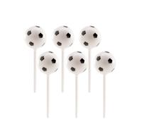6 Ballons de foot en plastique sur pic 2,3 cm - Blanc