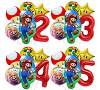 6 ballons en aluminium à thème Super Frères de dessin animé, ballons numériques de 32 pouces, pour la décoration de fête d'anniversaire d'enfants et de fond de maison 4