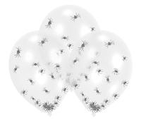 6 BALLONS EN LATEX AVEC CONFETTIS ARAIGNEES 28CM
