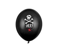 6 Ballons en latex fête de pirate noirs 30 cm - Noir - Taille Unique