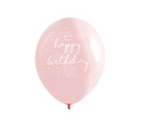 6 Ballons en latex Happy Birthday roses 30 cm - Rose
