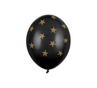 6 Ballons en latex noirs étoiles dorées 30 cm - Noir - Taille Unique