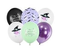 6 Ballons en latex sorcière Halloween 30 cm - Multicolore - Taille Unique