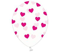6 ballons en latex transparents coeurs roses 30 cm biodégradables - Rose - Taille Unique