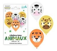 6 ballons latex animaux jungle safari 30cm - générique 004bal Multicolore G