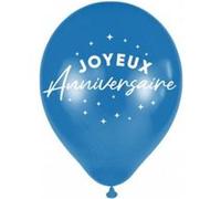 6 ballons latex anniversaire 30cm bleu - générique bal24bl Bleu G