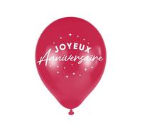 6 BALLONS LATEX ANNIVERSAIRE 30CM ROUGE