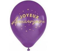 6 ballons latex anniversaire 30cm violet - générique bal24vl Violet G