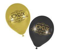 6 BALLONS LATEX ANNIVERSAIRE GATSBY 30CM OR NOIR