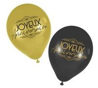 6 ballons latex anniversaire gatsby 30cm or noir - générique ardbal00 Noir G