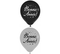 6 ballons latex bonne année 30cm argent noir - générique bal99an Gris G