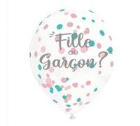 6 ballons latex confettis gender reveal 30cm - sud trading cd7390 Blanc G