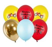 6 ballons latex course auto rétro 30cm multicolore - générique sb14p-300-000-6 Multicolore G