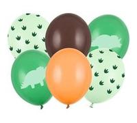 PartyDeco Ballons en latex Dinosaure sb14p-335-000-6 – 6 pièces 30 cm multicolore vert