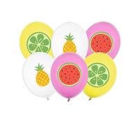 6 Ballons latex fruits d'été 30 cm - Multicolore