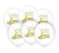 6 ballons latex naturel bonne année or 30cm blanc - générique 36468gobl Blanc G