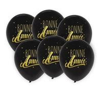 6 ballons latex naturel bonne année or 30cm noir - générique 36468gono Noir G