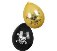 6 ballons latex sigle pirates jolly roger - boland 74107 Or / Noir G