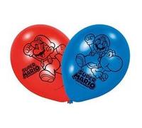 Amscan Ballons latex Super Mario - Lot de 6 Rouge/Bleu Diamètre 22,8 cm