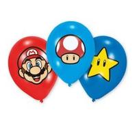 VEGAOOPRO 6 Ballons Latex Super Mario™ Rouge/Bleu/Ciel