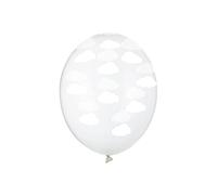 PartyDeco Ballons transparents à motif nuages blancs – 6 pièces