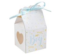 6 BALLOTINS BABY SHOWER BOY 4X4X4CM RUBAN BLEU