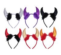 6 Bandeaux Corne Diable Halloween, Accessoire Coiffure Cosplay Fête | Plastique et Tissu, Décoration Tête pour Costume, Festival et Soirée