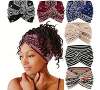 6 bandeaux de yoga croisés imprimés, bandeaux extensibles d'inspiration bohème pour femmes, parfaits pour la course, l'exercice et le quotidien.